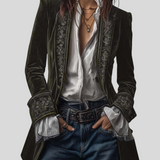 Federica – Vintage Lang Fløjlsjakke Med Broderier