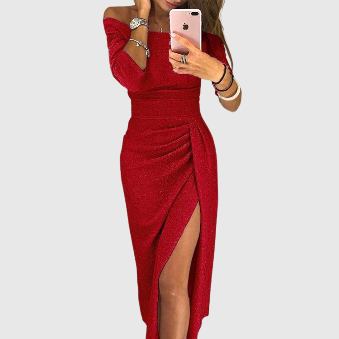 Isabelle | Elegant halterneck maxikjole med smuk, flydende pasform