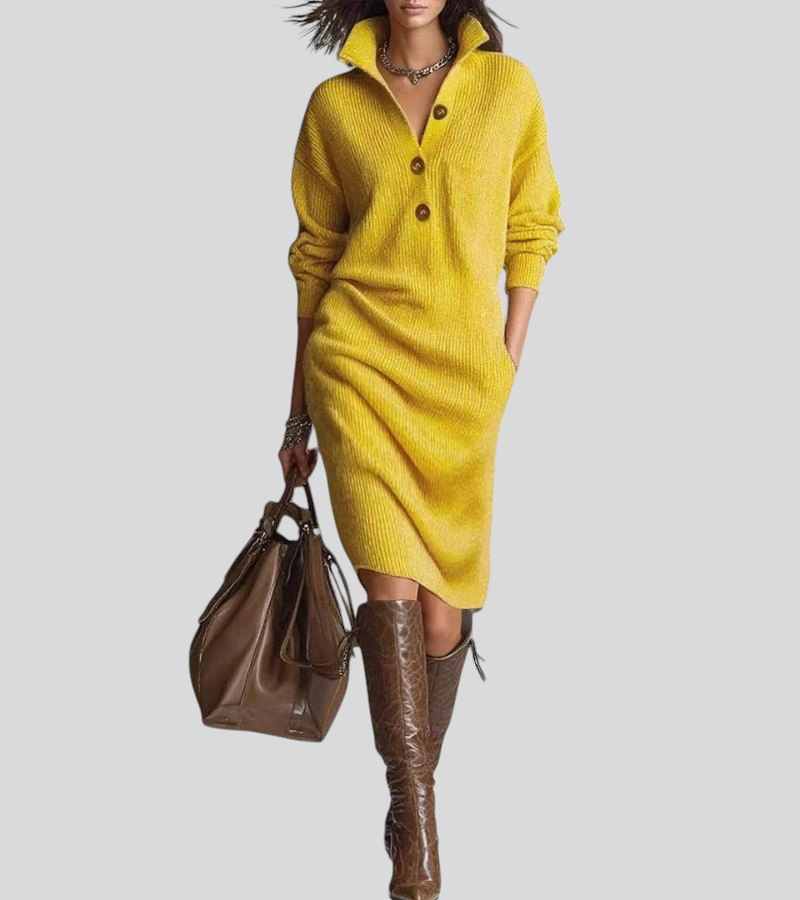 Carmen – Varm Strikket Kjole, Elegant og Komfortabel