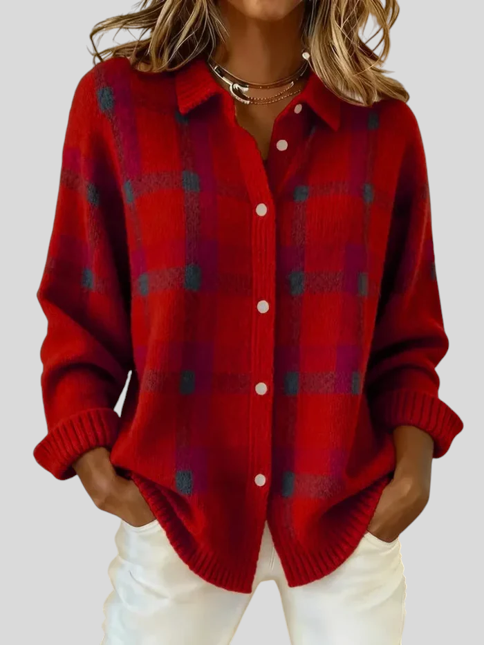 Giulia – Chic Cardigan med Ternet Mønster, Blød og Moderne