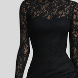 Veronika – Sort Maxikjole Med Blonder