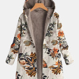 Elena | Boho Floral Sherpa Hættefrakke