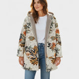 Elena | Boho Floral Sherpa Hættefrakke