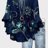 Freja | Turkis blomstertop