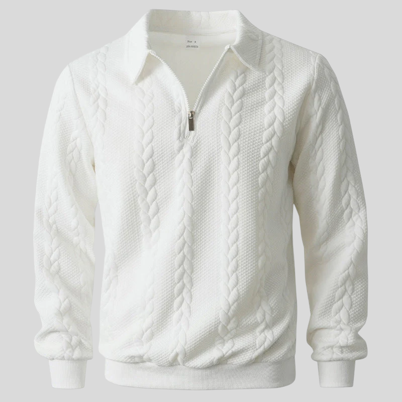 Simone – Elegant Strikket Polo Med Quarter Zip