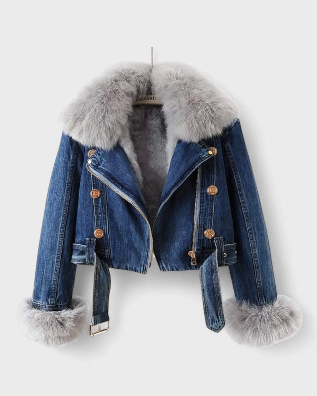 Margaux™ | Denimjakke med Faux Pelsfor