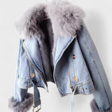 Margaux™ | Denimjakke med Faux Pelsfor