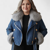 Margaux™ | Denimjakke med Faux Pelsfor