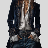 Federica – Vintage Lang Fløjlsjakke Med Broderier