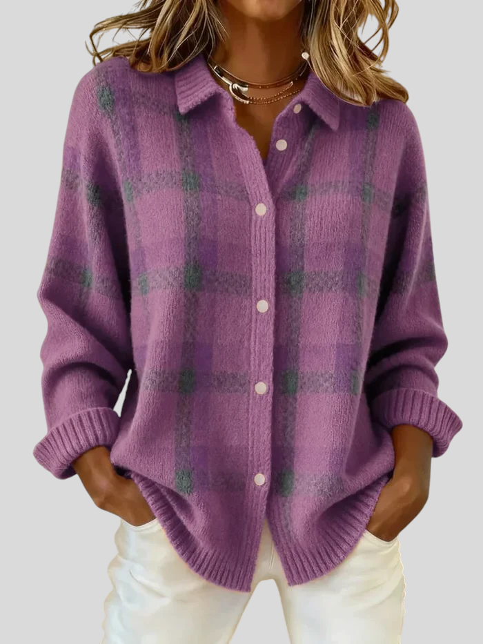 Giulia – Chic Cardigan med Ternet Mønster, Blød og Moderne