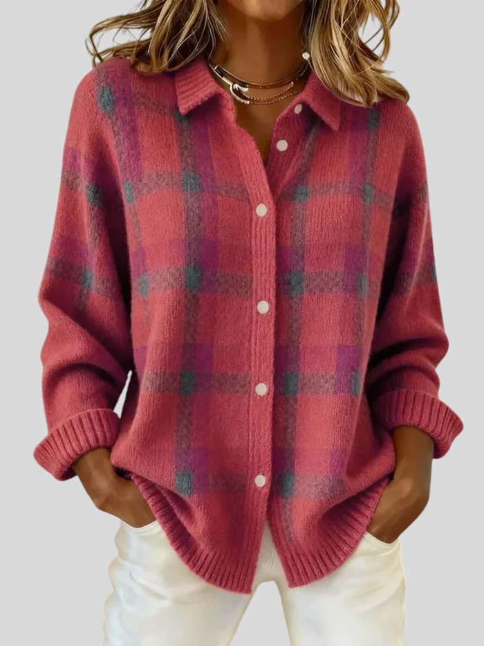 Giulia – Chic Cardigan med Ternet Mønster, Blød og Moderne