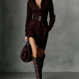 Mirna – Midi-kjole I Ruskind