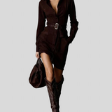 Mirna – Midi-kjole I Ruskind