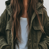 Jessica – Vintage Casual Arbejdsjakke Med Hætte, Vindafvisende Og Med Flere Lommer