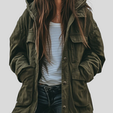 Jessica – Vintage Casual Arbejdsjakke Med Hætte, Vindafvisende Og Med Flere Lommer