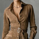 Mirna – Midi-kjole I Ruskind